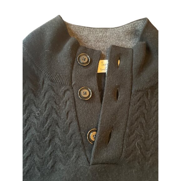 Turnbury Mens Extra Fine Merino Wool Sweater Black Size L - Picture 2 of 6